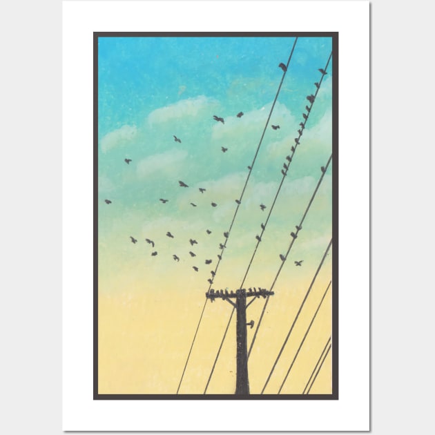 Birds on the Wires Wall Art by jangilbert23